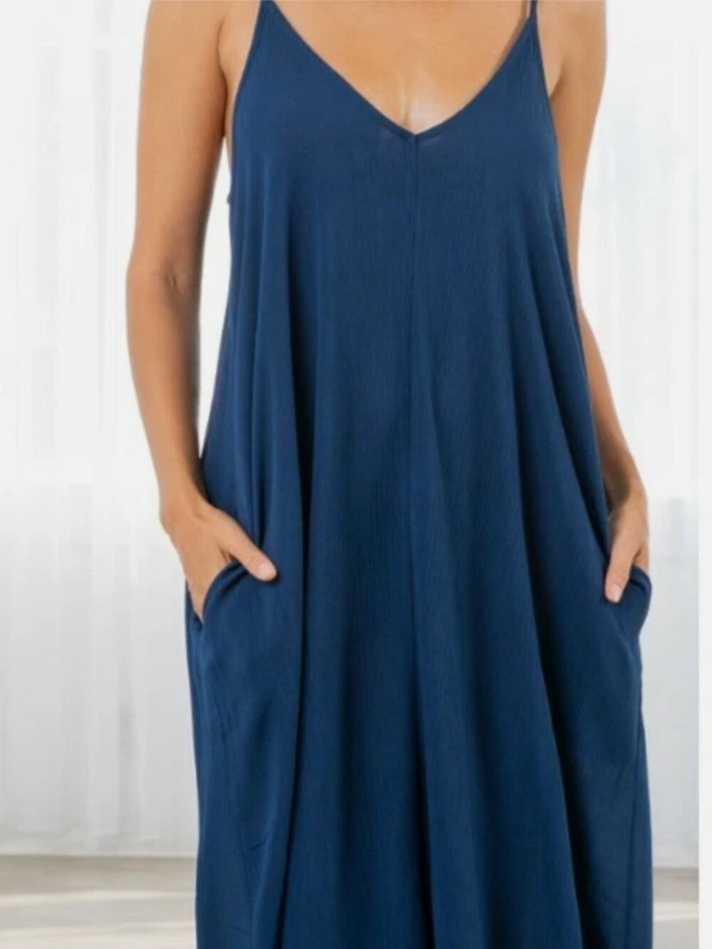 Love Stitch Mila Cocoon Maxi Dress Pacific Blue Size S/M Pockets - Picture 3 of 7